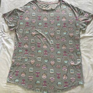 Secret Treasures Ladies  Sleepwear Top sz 2X to 3X  Morning Coffee Pockets